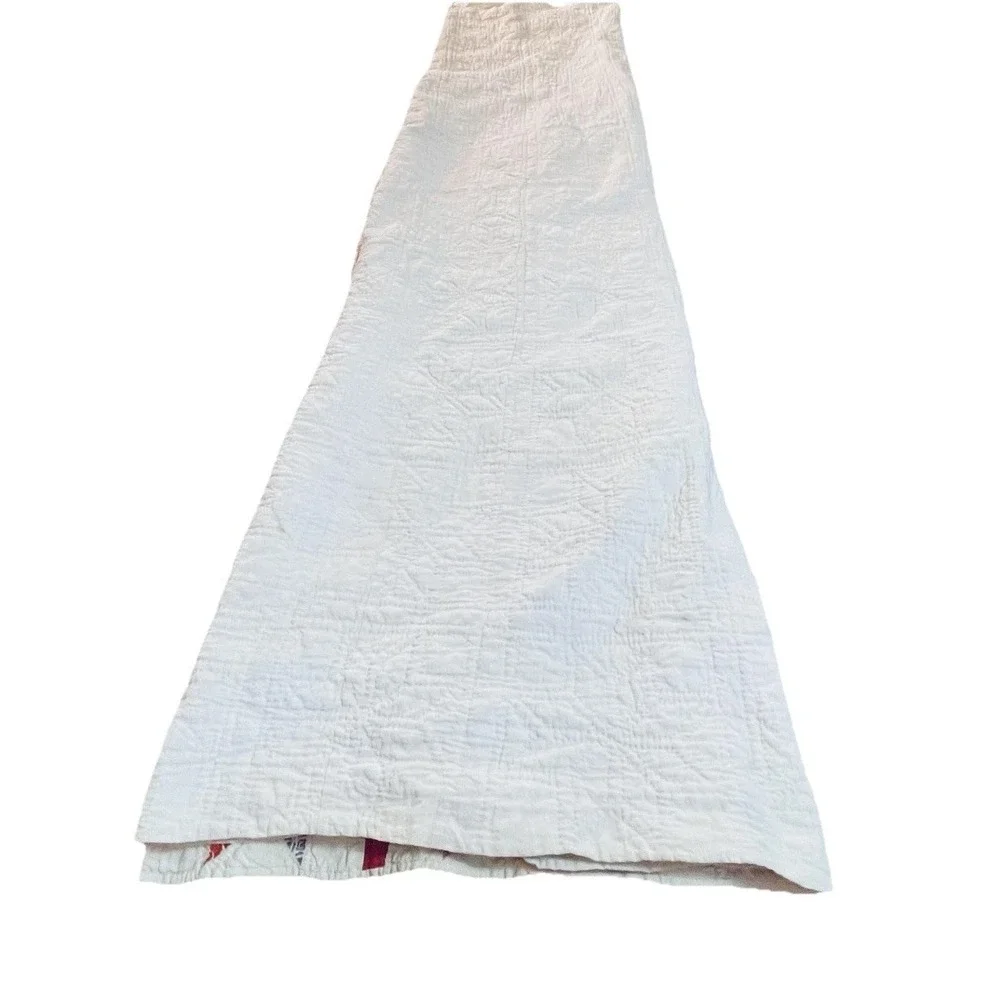 READ Vintage Handmade Star Patchwork Quilt 59x79 Red‎ White Multicolor Cotton